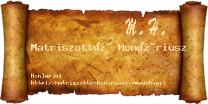 Matriszottó Honóriusz névjegykártya